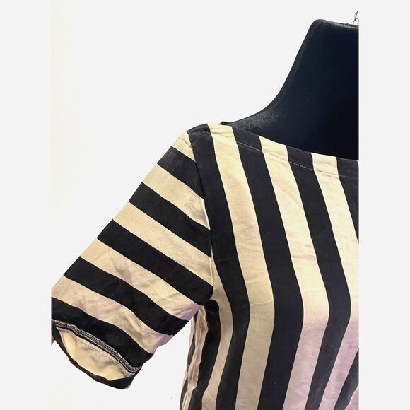 BCBGMAXAZRIA black & white vertical stripe mini shift dress - Picture 3 of 6